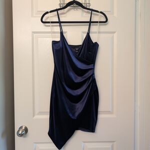 Elegant Blue Velvet Dress